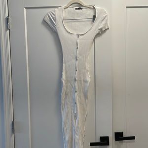 White fitted button down Maxi Dress